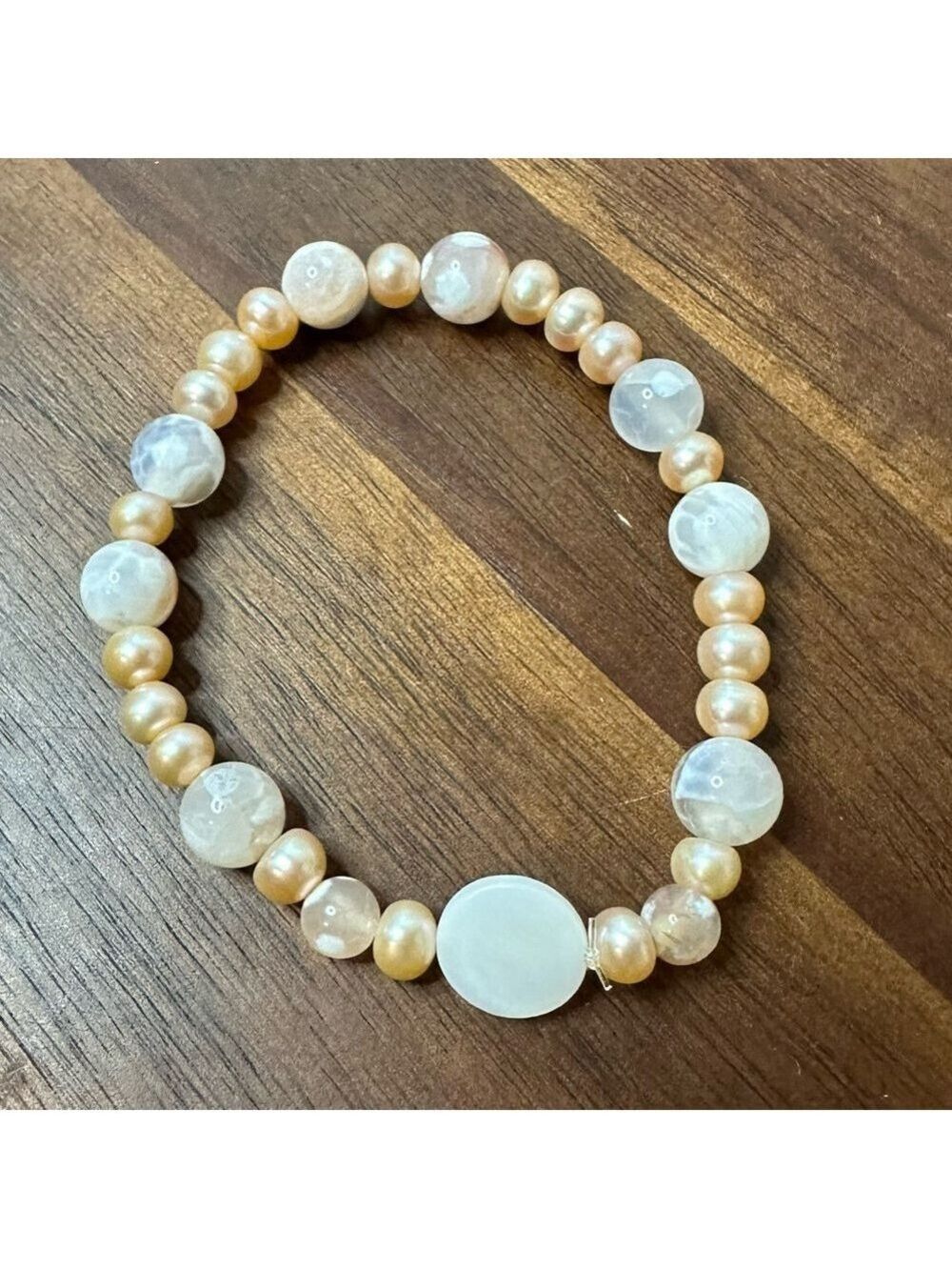 Pearl Beaded Bracelet 6.5 inches